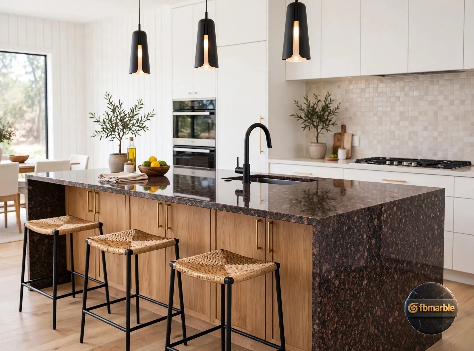 Tan Brown Granite photo 2 – warm brown Indian granite with black and rust-red crystals