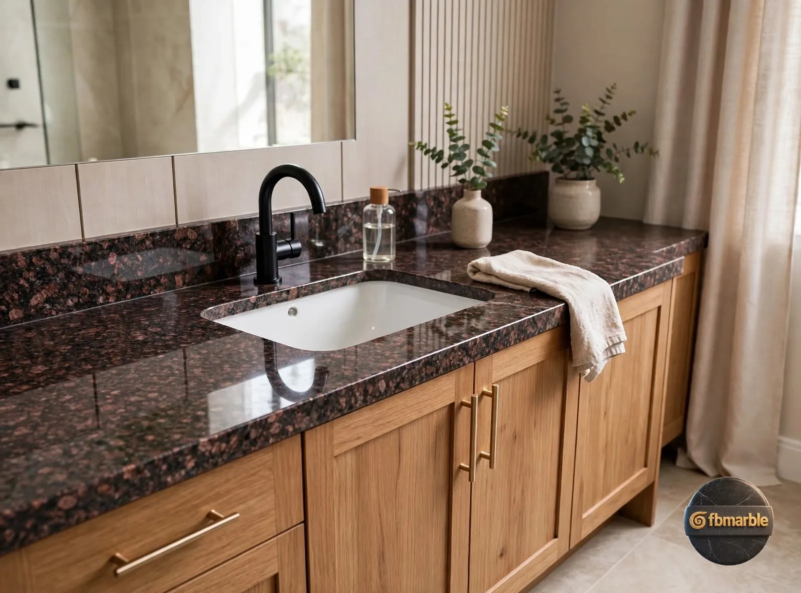 Tan Brown Granite photo 3 – warm brown Indian granite with black and rust-red crystals