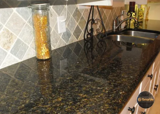Uba Tuba Granite β Brazilian dark green-black granite with gold flecks, 18mm polished slab