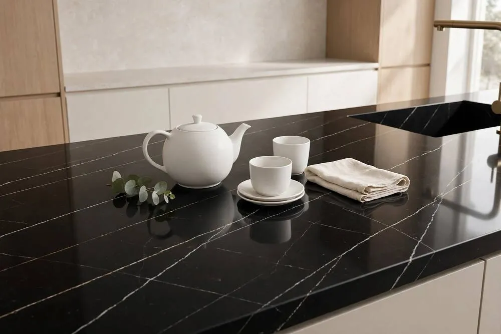 Quartz countertop with teapot, Pakistan