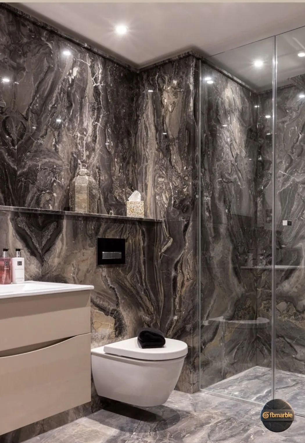 Grey Emperador Marble photo 2 β Spanish dark grey marble with dense white veining