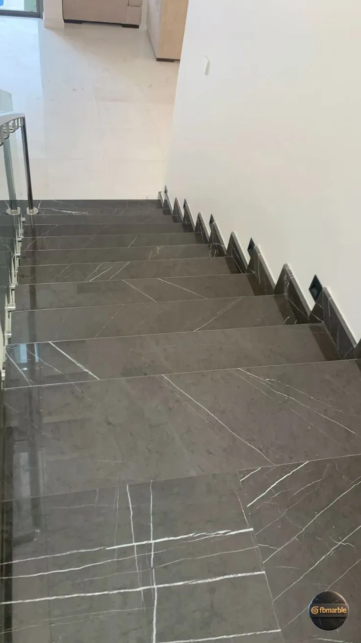 Ocean Grey Marble photo 2 – cool grey Turkish marble with wave-like white veining