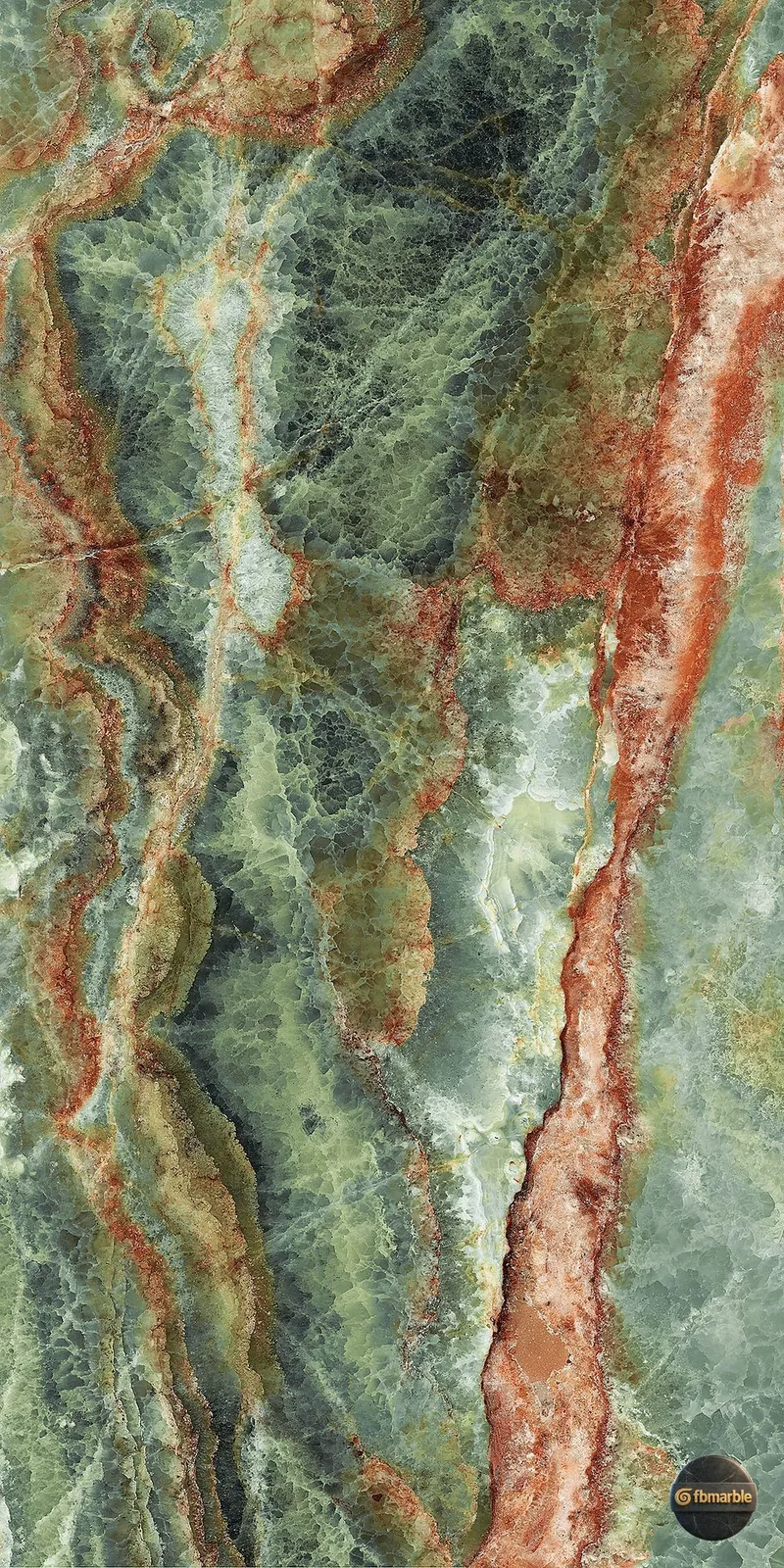 Multi Green Onyx photo 4 – swirling multi-green Pakistani onyx, forest to mint