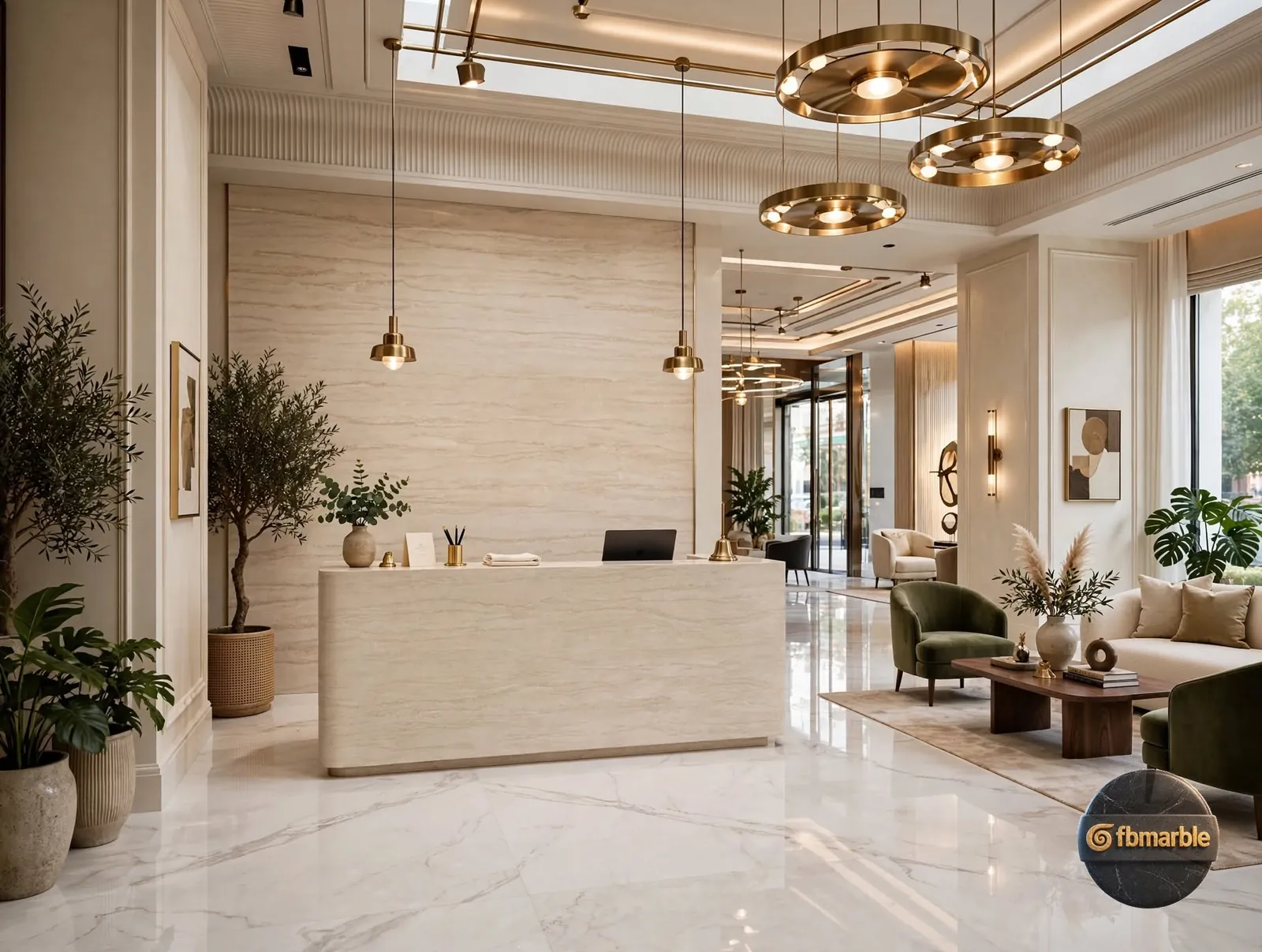 Cream Marble Slab photo 2 β cream travertine-look porcelain with fine linear veins