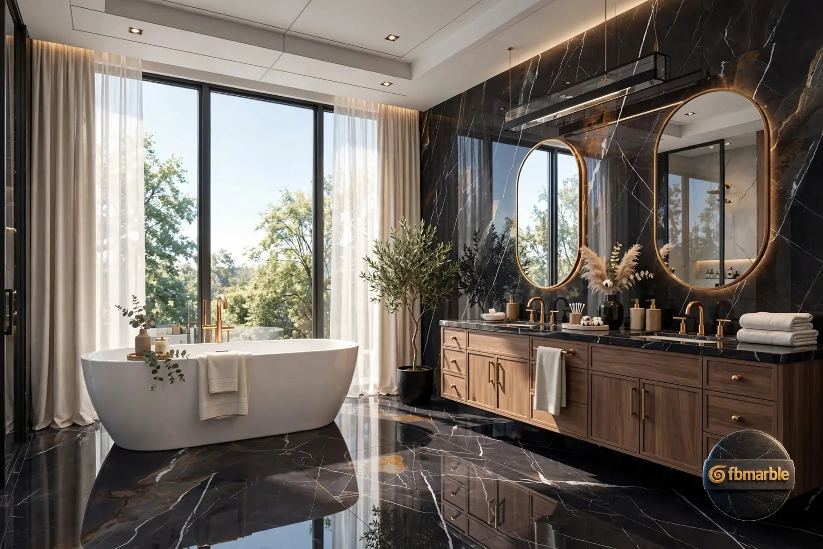 Diokin photo 2 β black marble-look porcelain with dramatic white veining