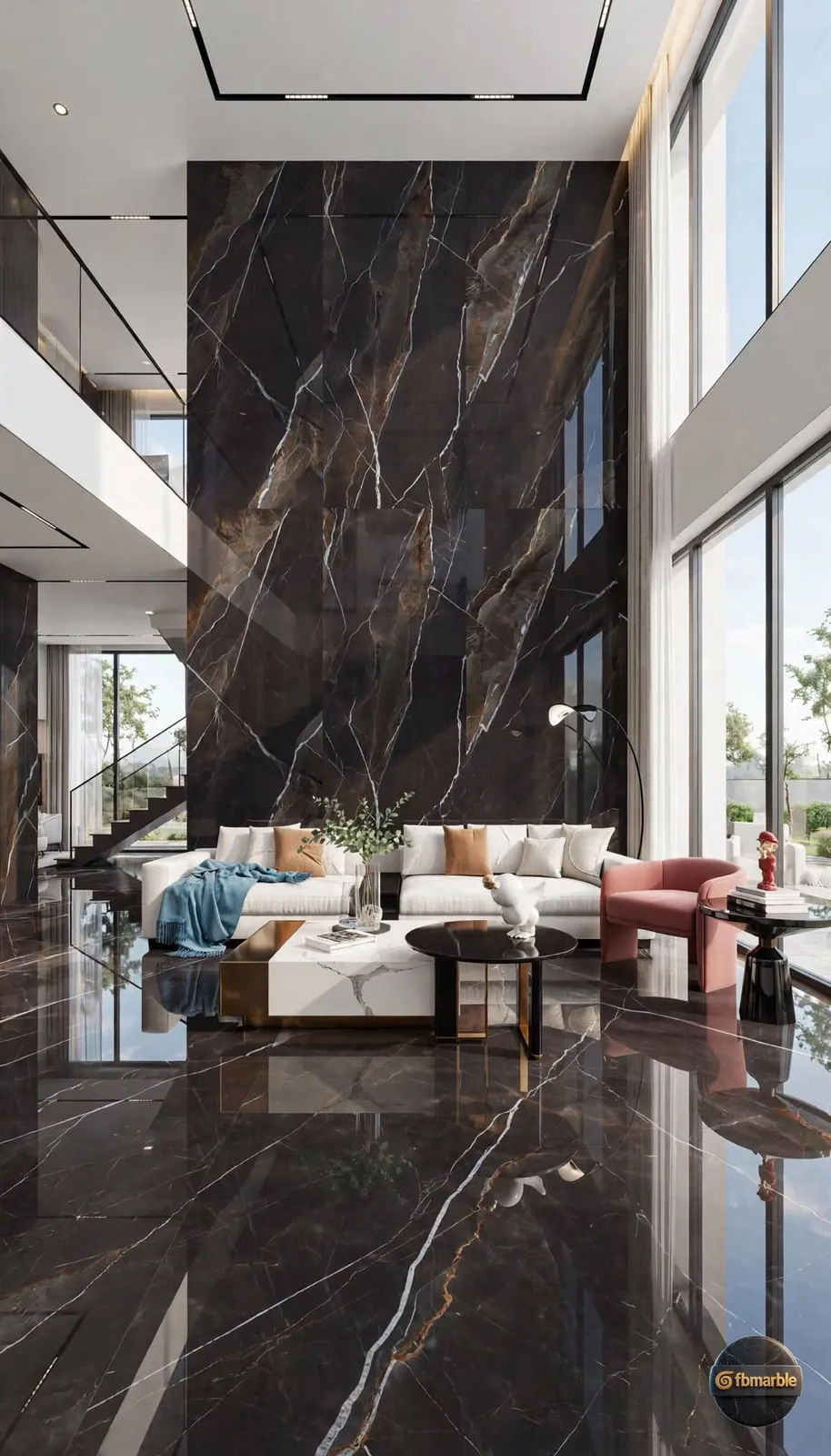 Diokin photo 4 β black marble-look porcelain with dramatic white veining