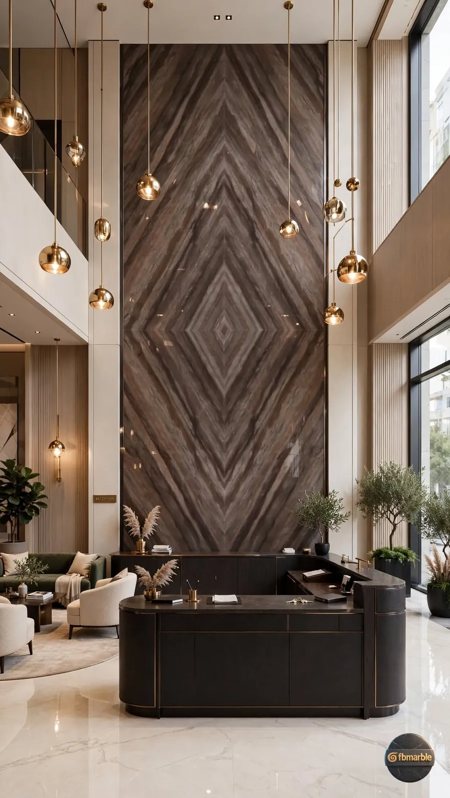 Elegance Brown photo 2 – brown porcelain with diamond book-match pattern