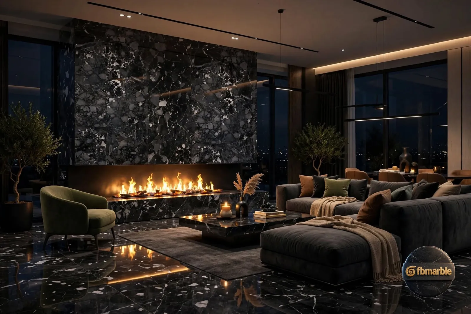 Mercedes Black photo 3 – bold black marble-look porcelain with white veins