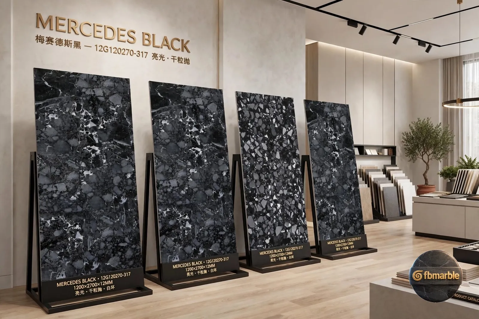 Mercedes Black photo 4 – bold black marble-look porcelain with white veins