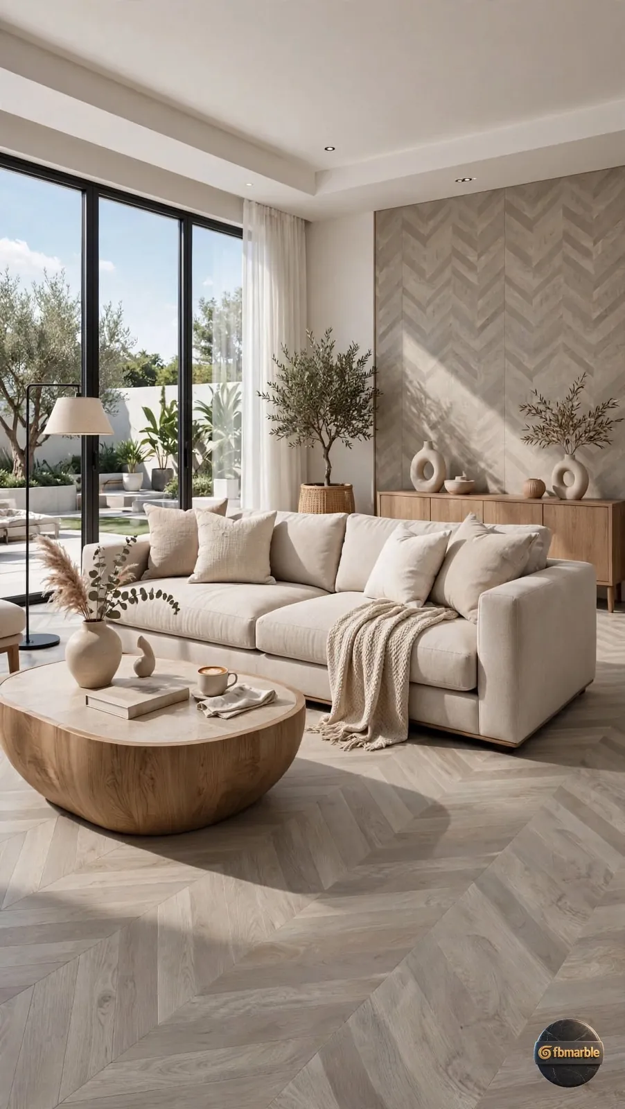 Nanmu – Natural photo 3 – wood-look porcelain in herringbone layout