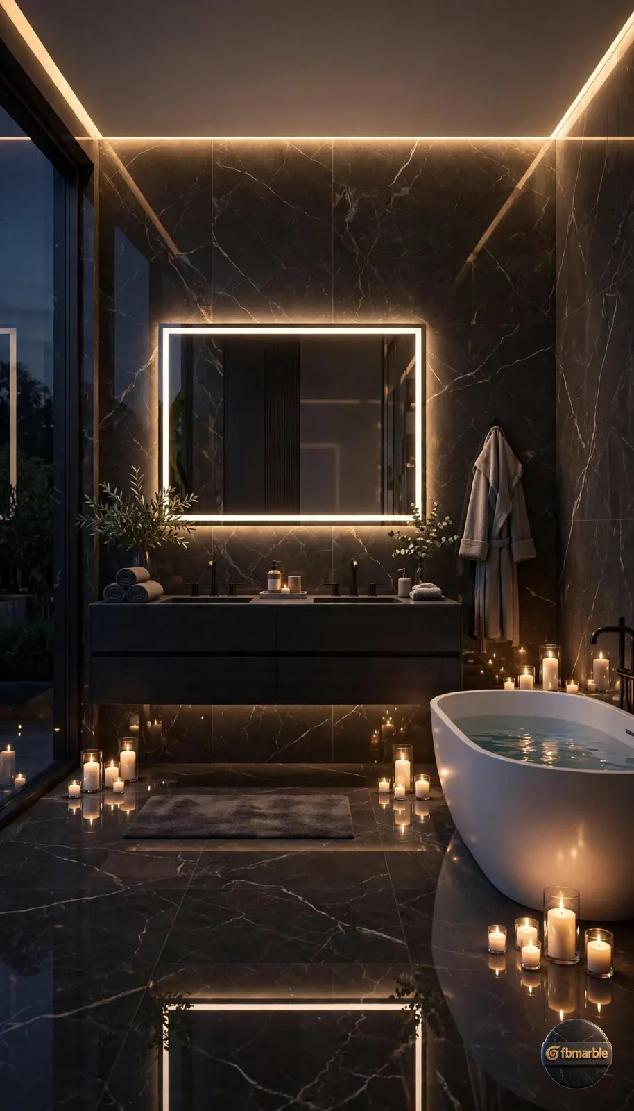 Quiet Gray Brown photo 4 β dark grey-brown marble-look porcelain with fine veins