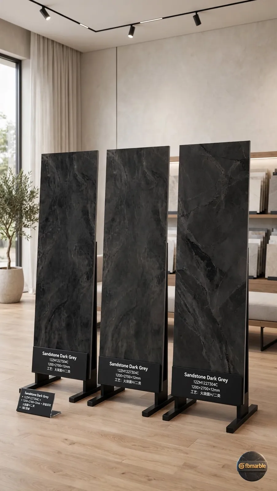 Sandstone Dark Grey photo 3 β charcoal sandstone-look porcelain with flamed matt finish