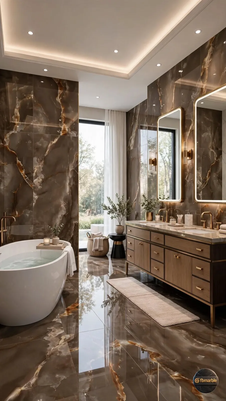 Turquoise – Brown photo 3 – glossy brown marble-look porcelain with turquoise veins