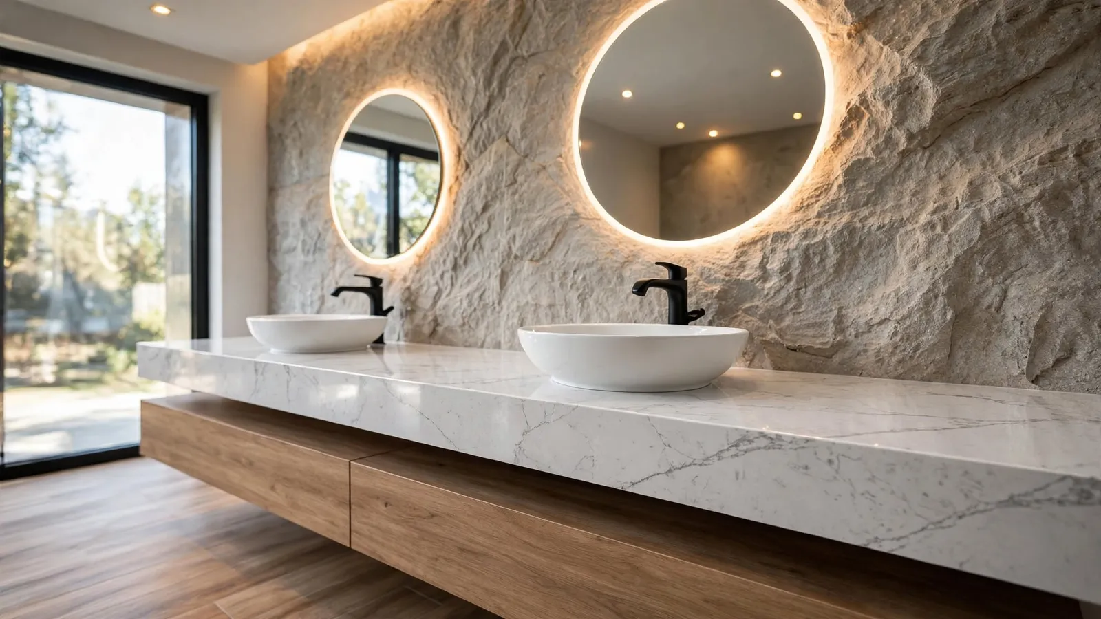 Statuary White quartz vanity – Statuary White Quartz (design visualisation)