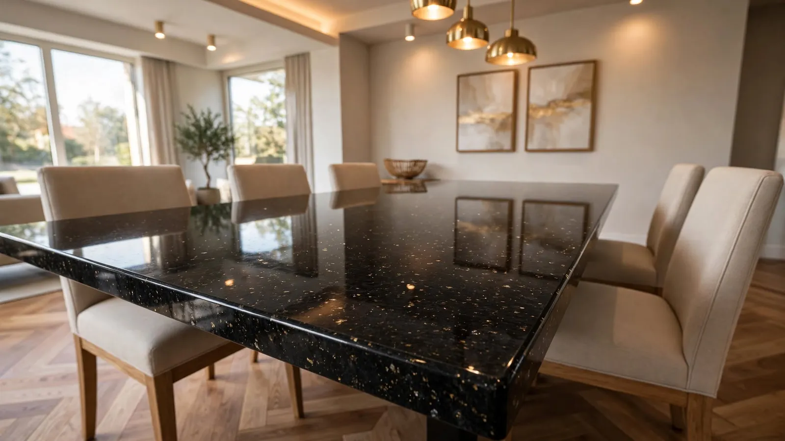 Dining table top in Galaxy Black granite – Galaxy Black Granite (design visualisation)