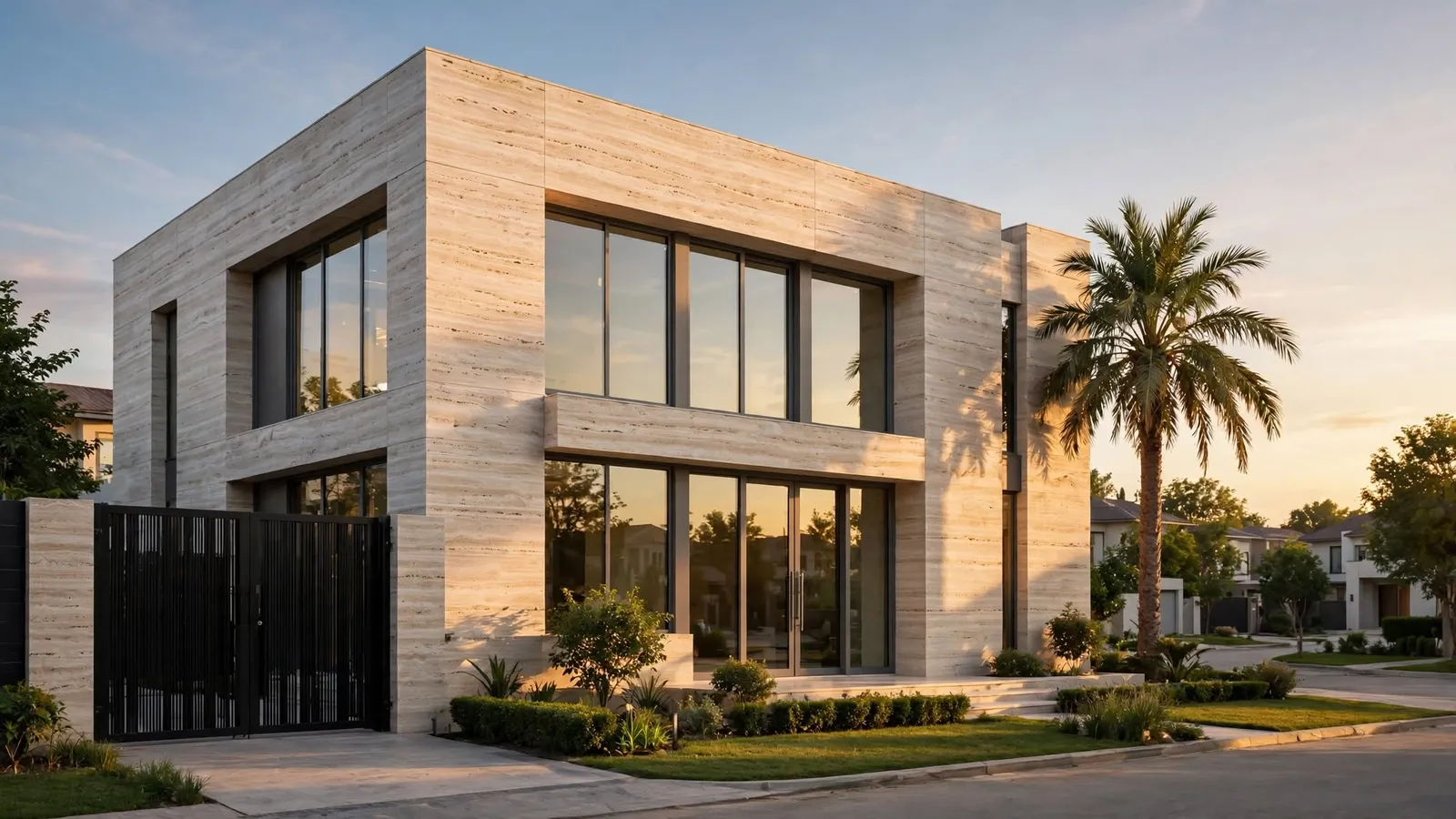 House elevation in Classic travertine – Classic Travertine (design visualisation)