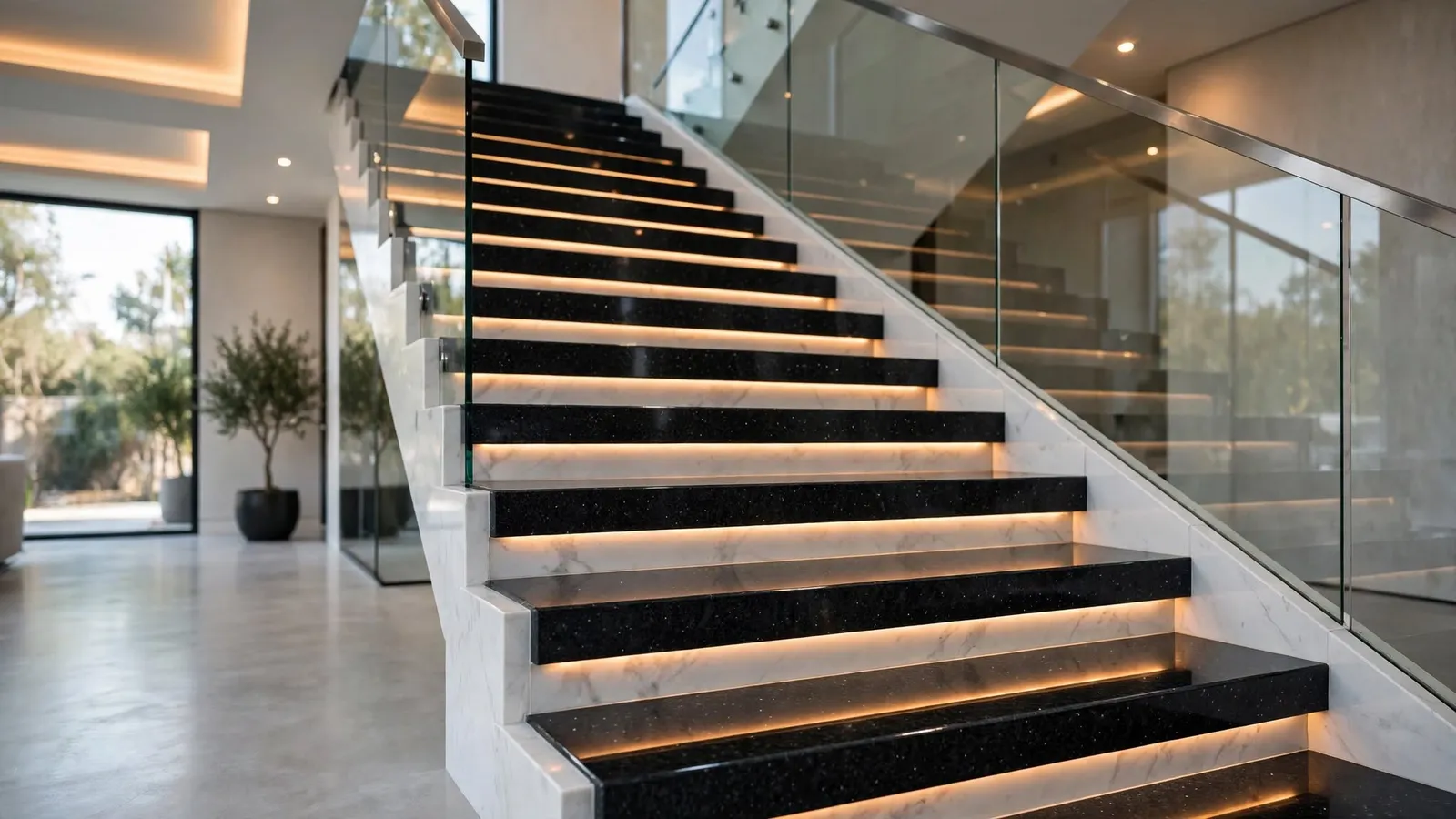 Staircase in Black Pearl granite – Black Pearl Granite (design visualisation)