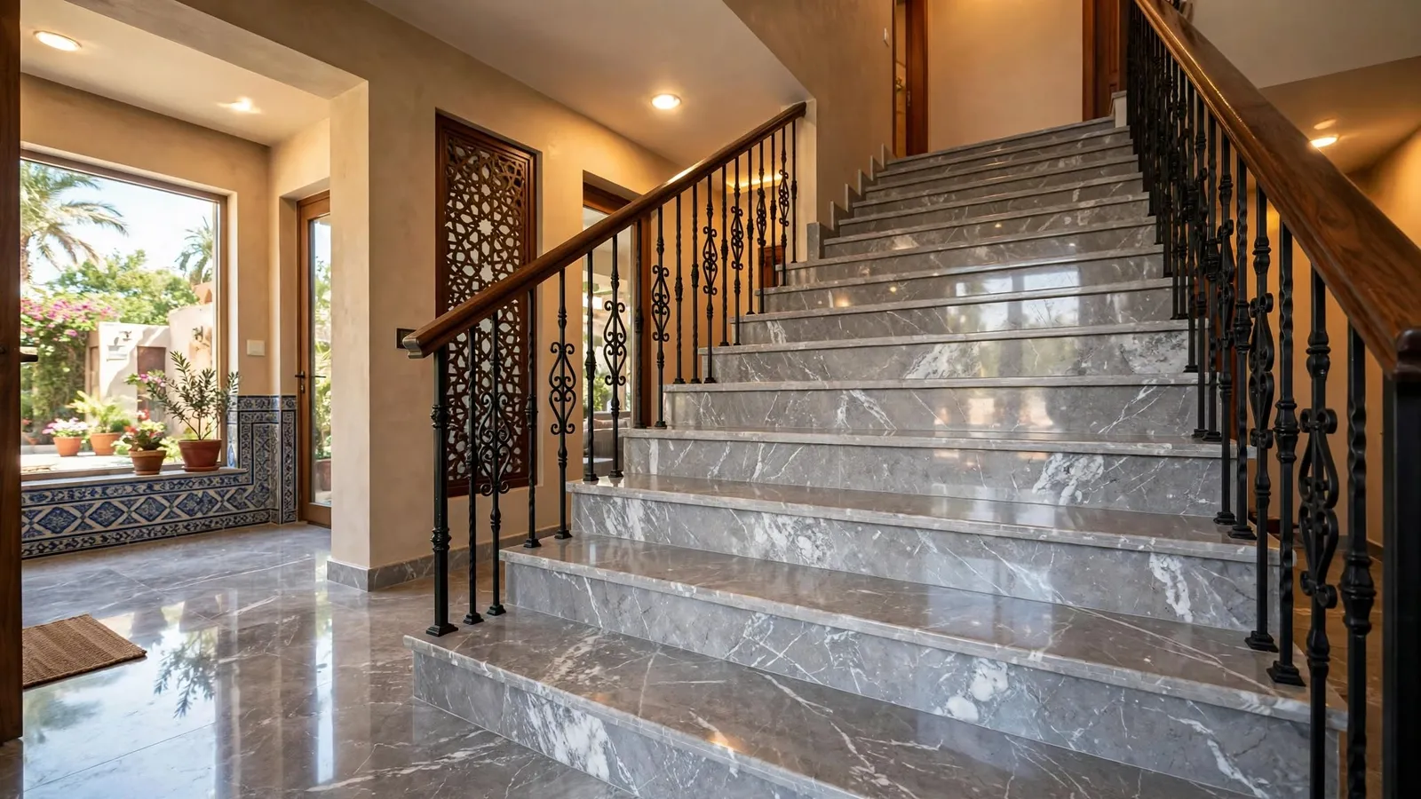 Sunny Grey marble staircase – Sunny Grey Marble (design visualisation)