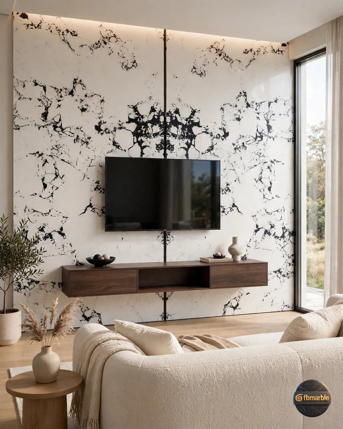 Antique Black Quartz living room feature wall