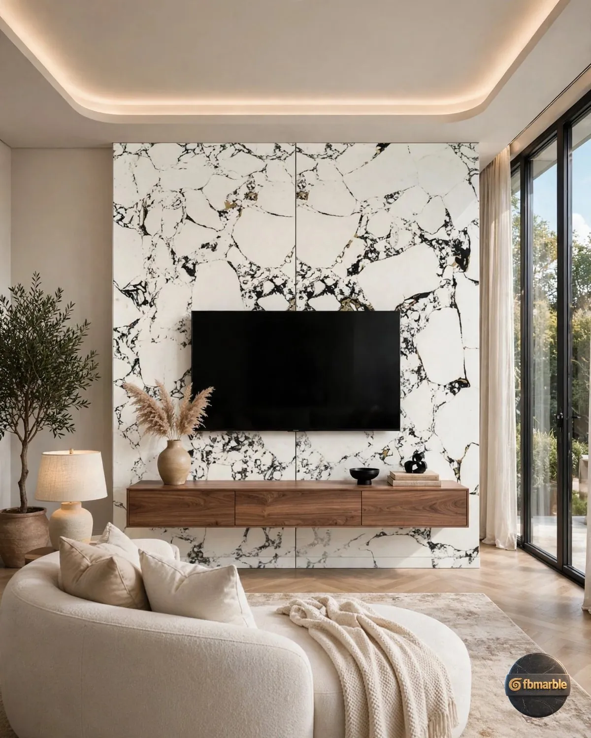 Antique Green Quartz living room feature wall