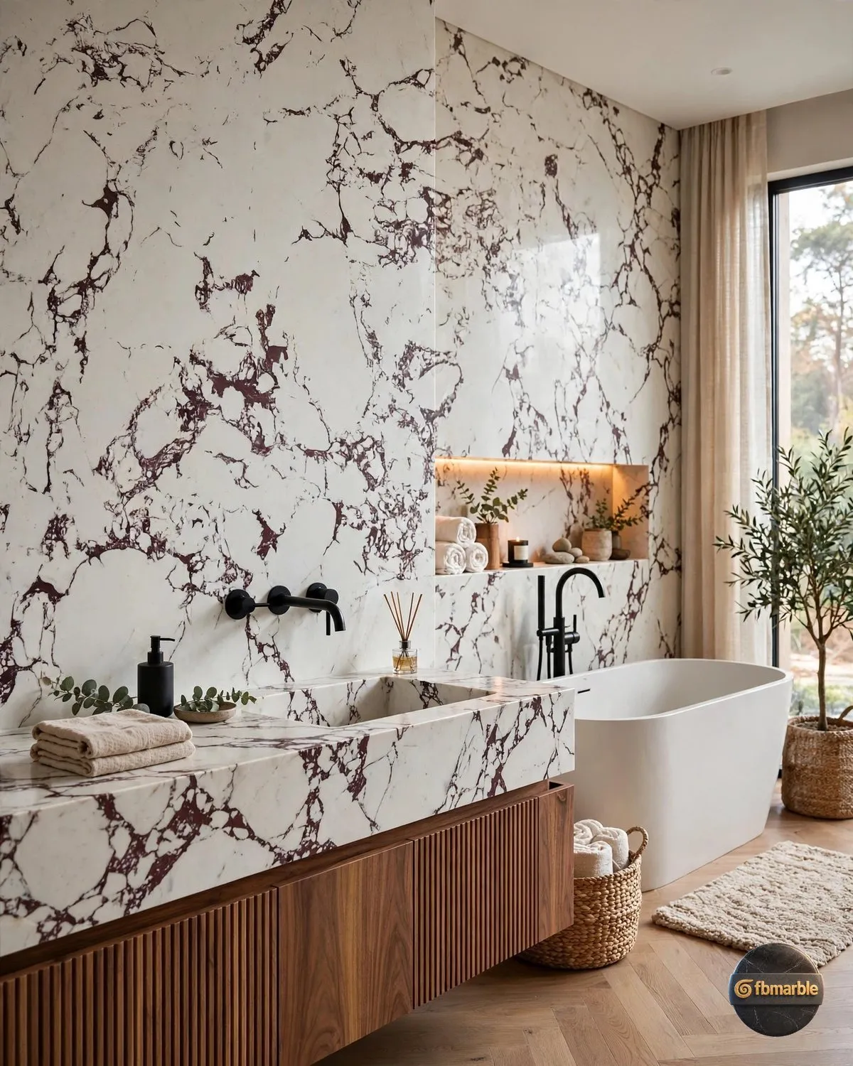 Antique Maroon Quartz bathroom