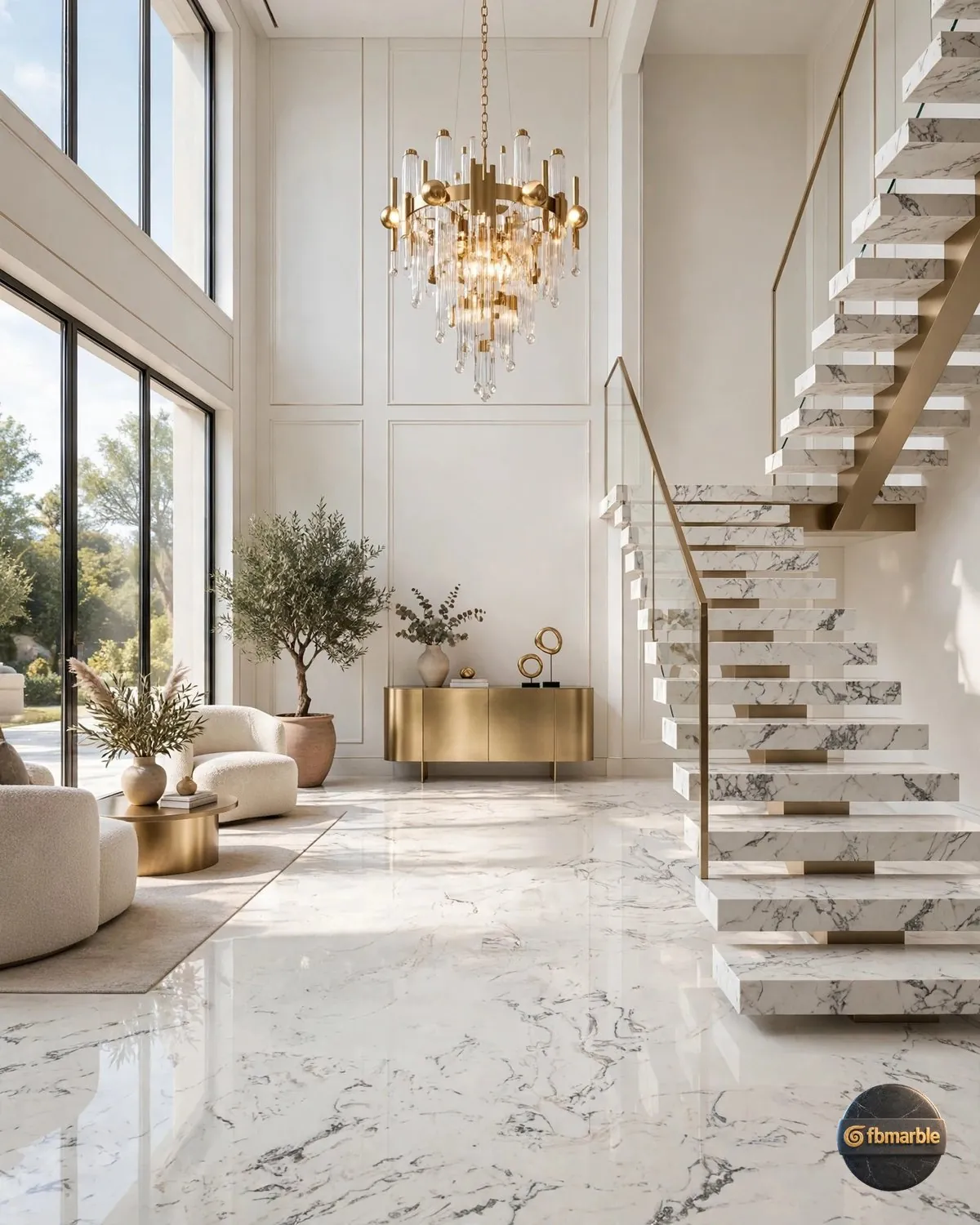 Antique White Quartz lobby flooring