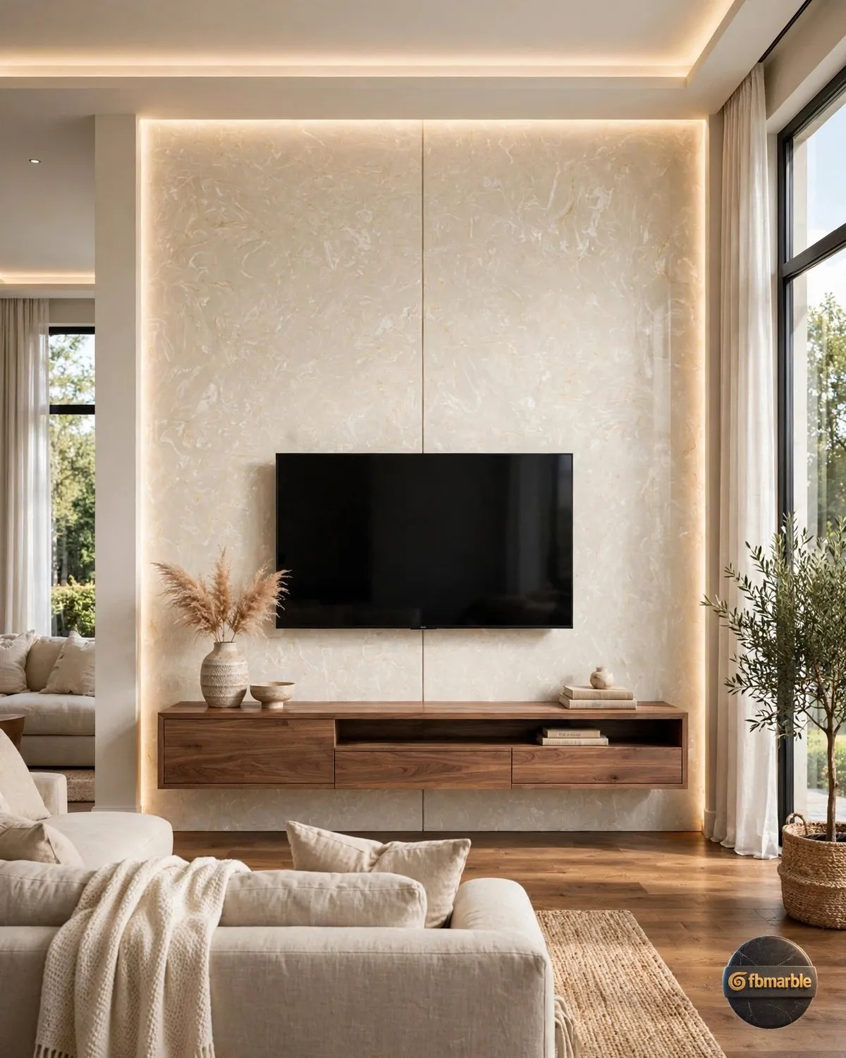 Alpine Quartz living room feature wall
