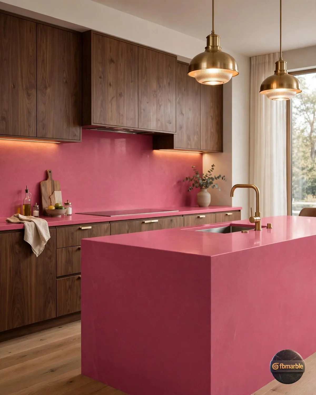 Bright Rose Quartz kitchen