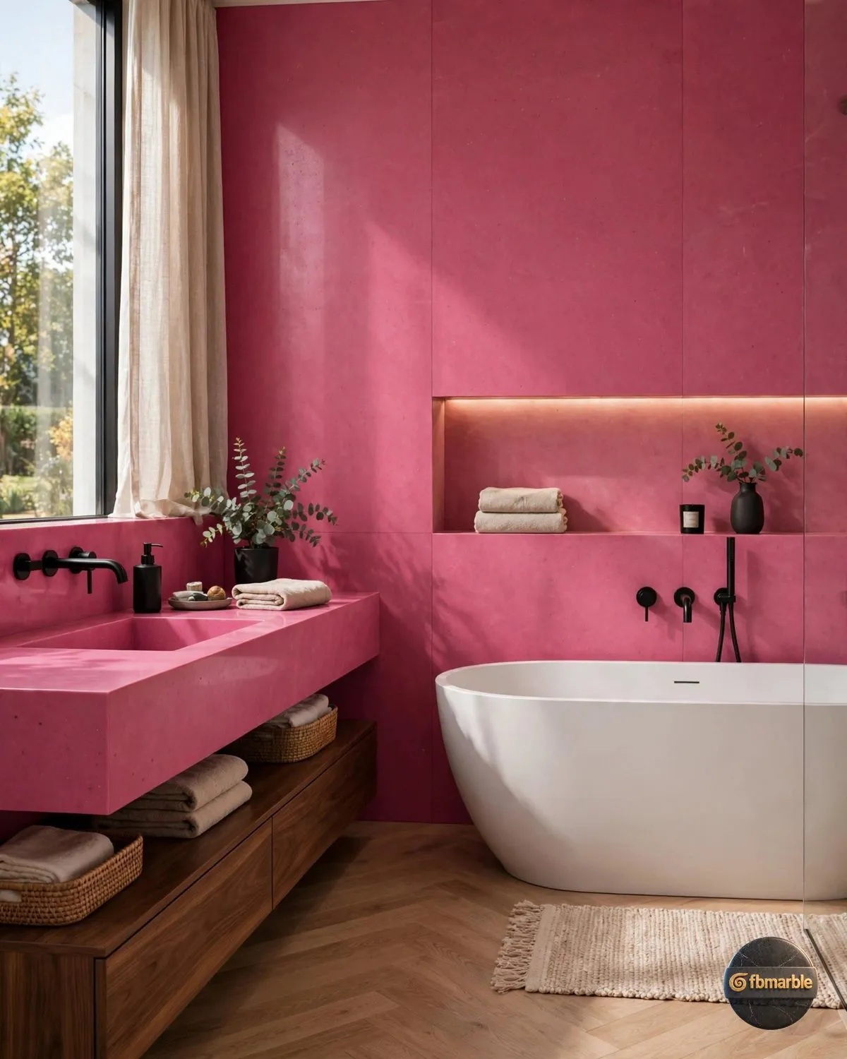 Bright Rose Quartz bathroom