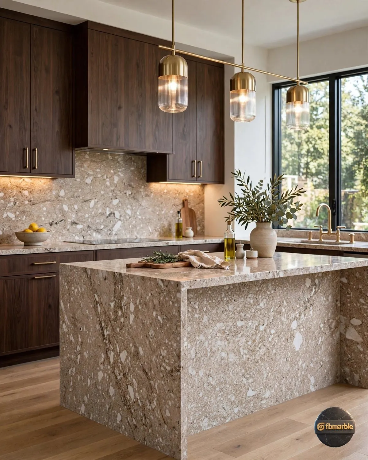 Brown Drill Quartz kitchen