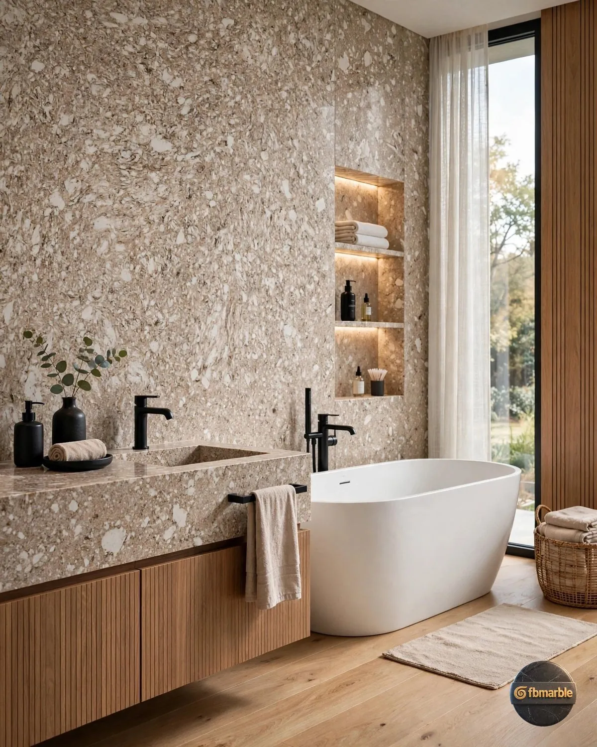 Brown Drill Quartz bathroom