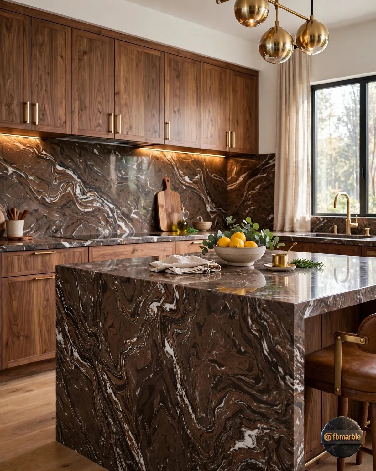 Caramel Brown Quartz kitchen