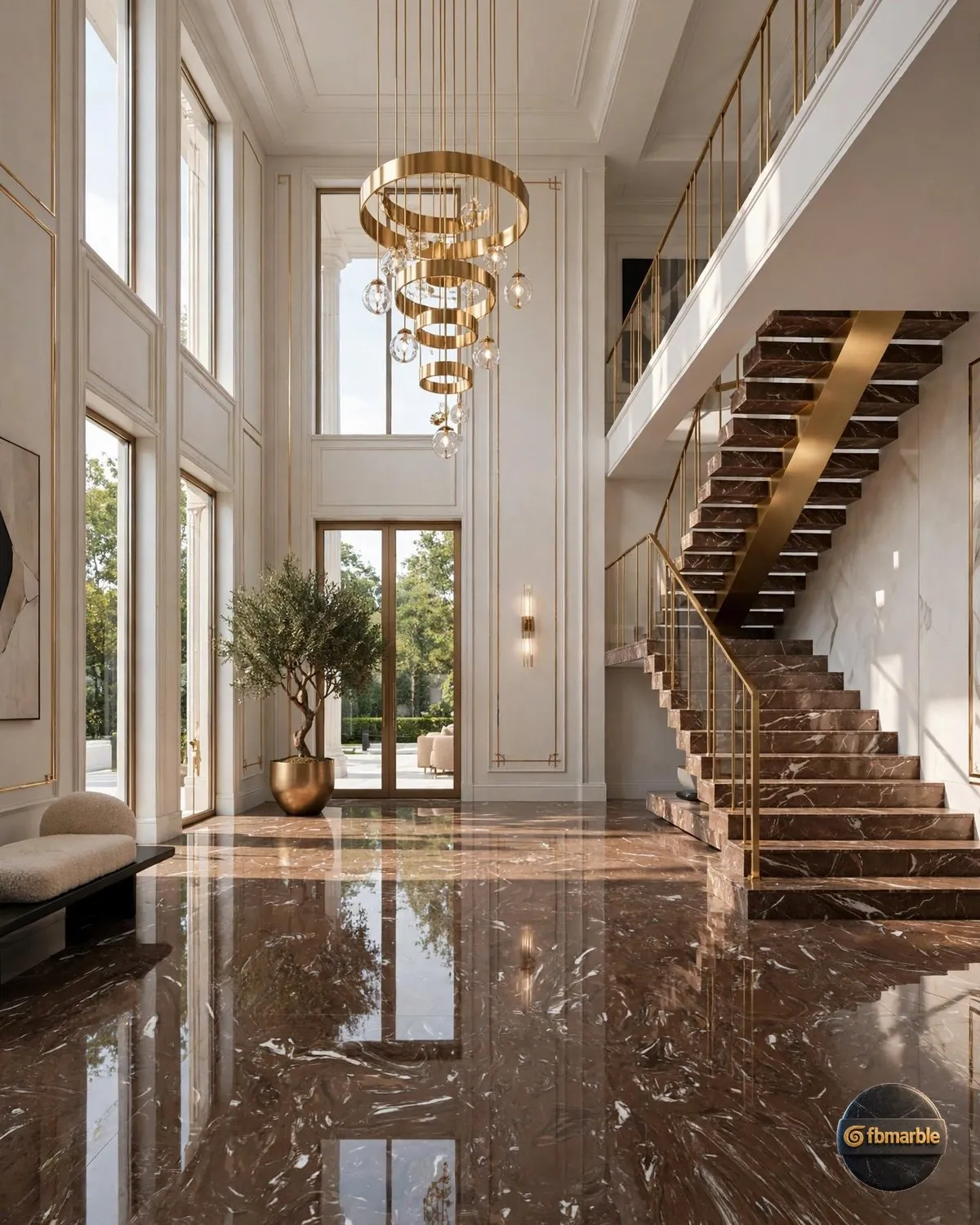 Caramel Brown Quartz lobby flooring