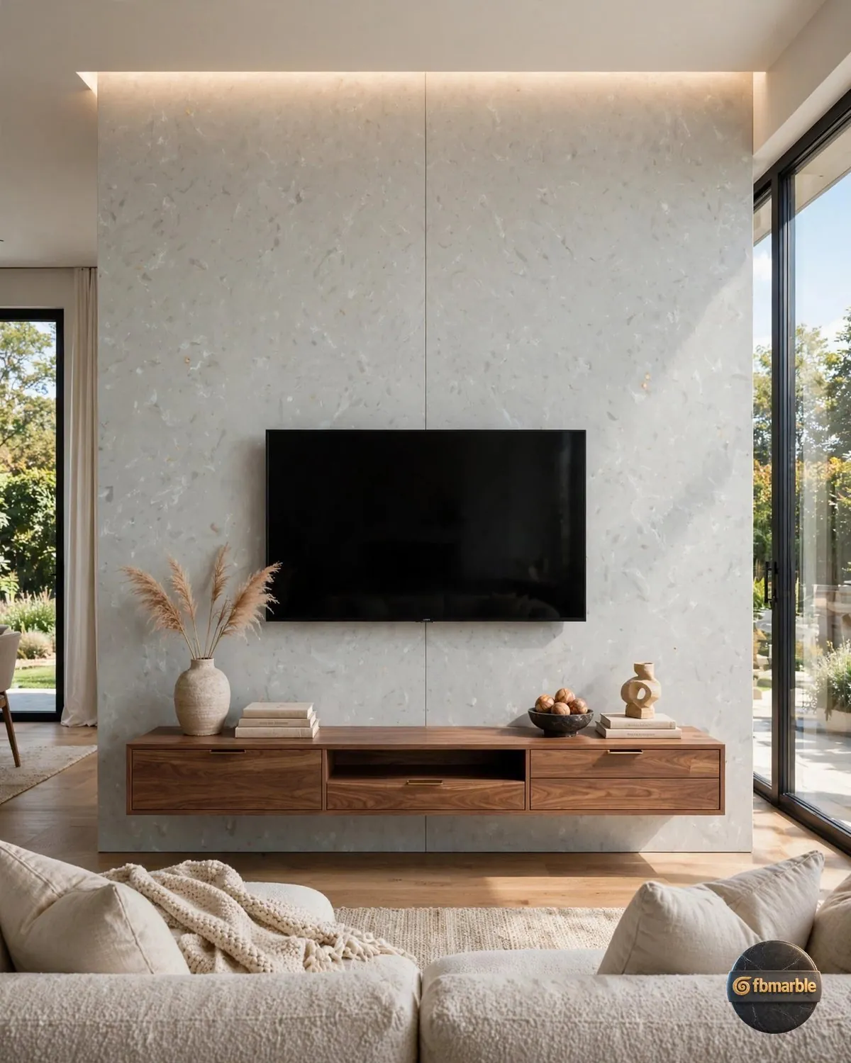 Carlos Grey Quartz living room feature wall