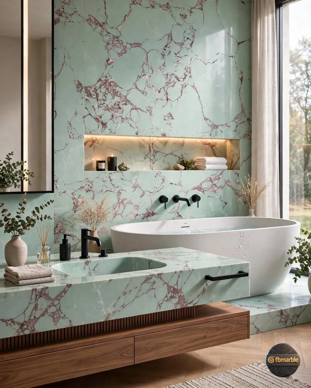 Celadon Green Quartz bathroom