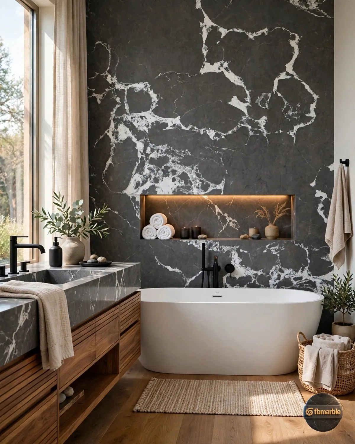 Charcoal Grey Quartz bathroom