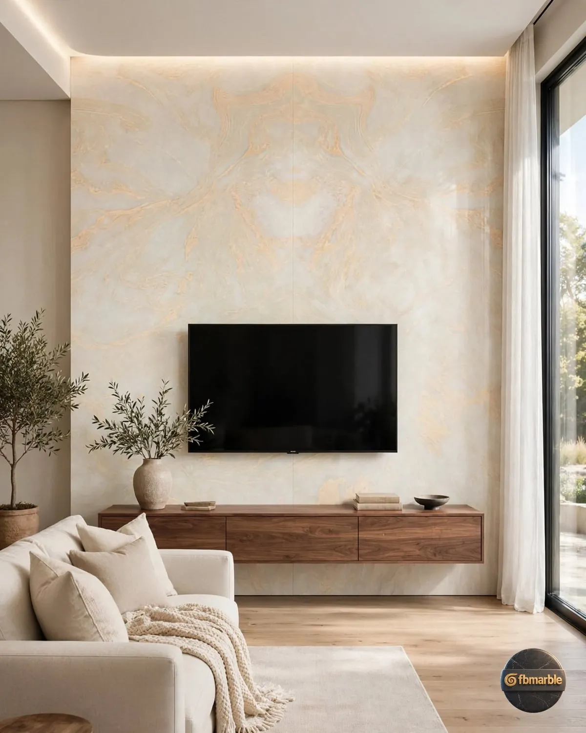 Classic Gold Quartz living room feature wall