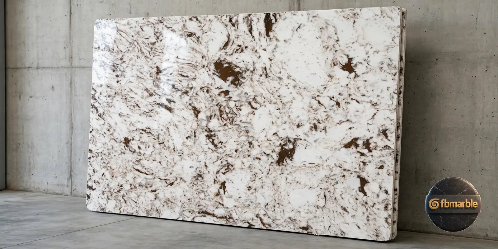 Drill Brown photo 4 β white quartz with brown mirrored swirl veining