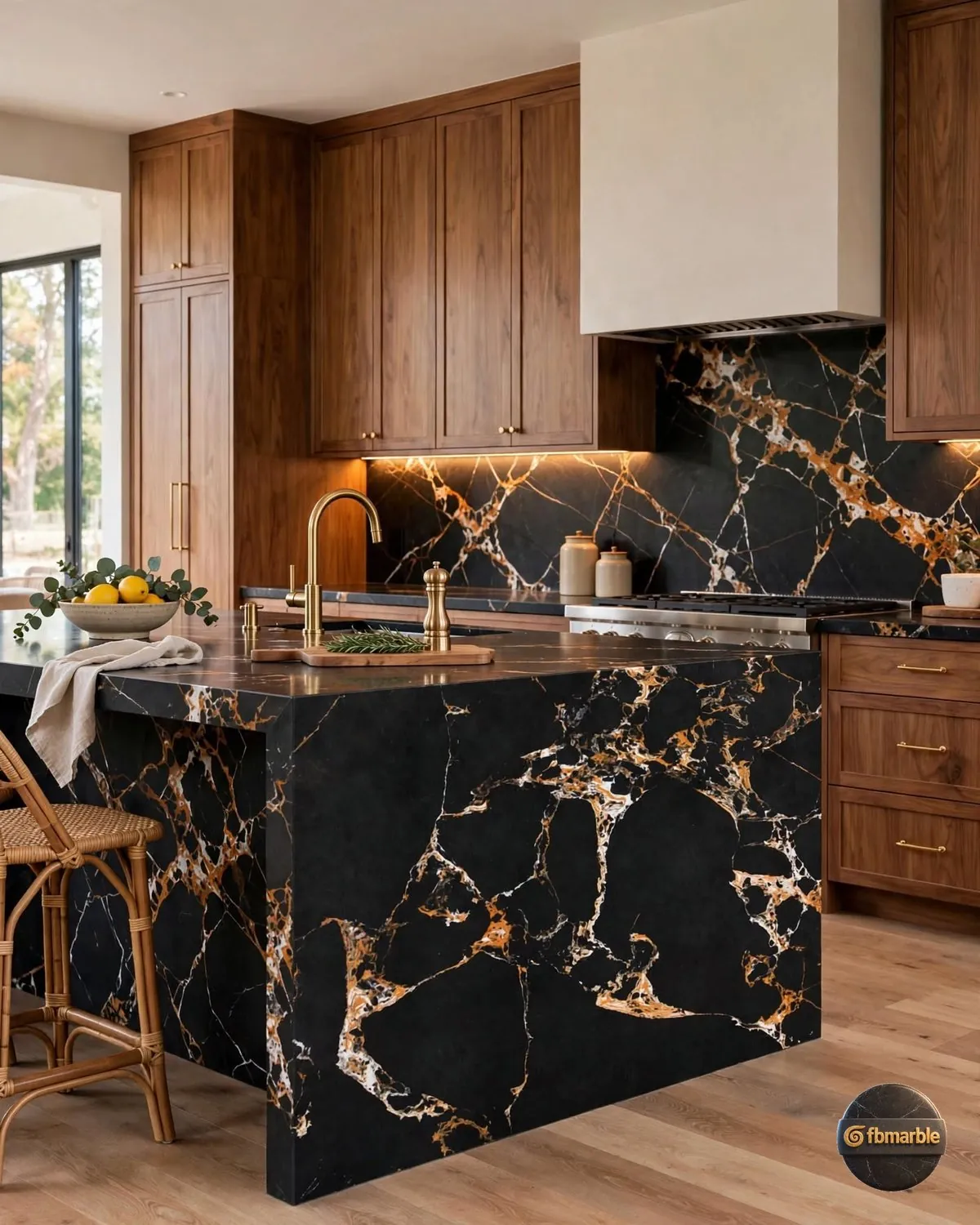Ethnic Black Quartz living room feature wall