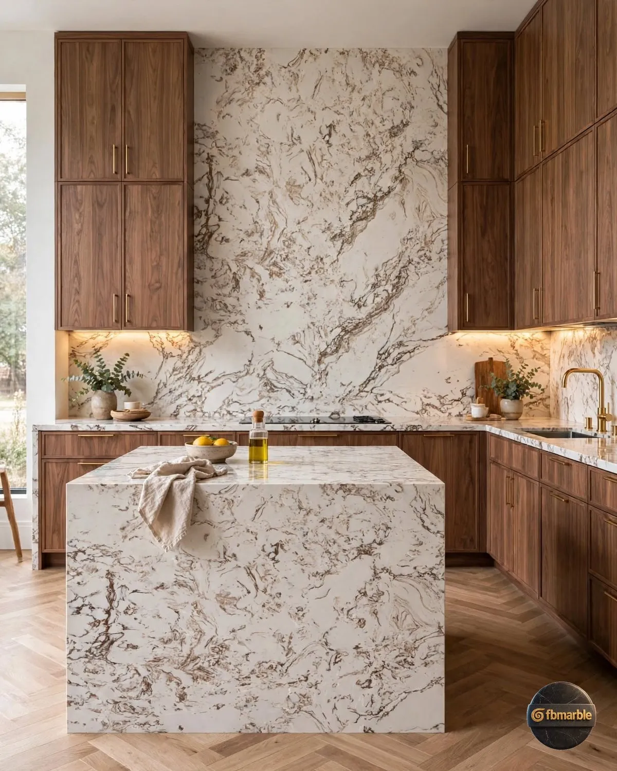 Fish Belly White Quartz kitchen