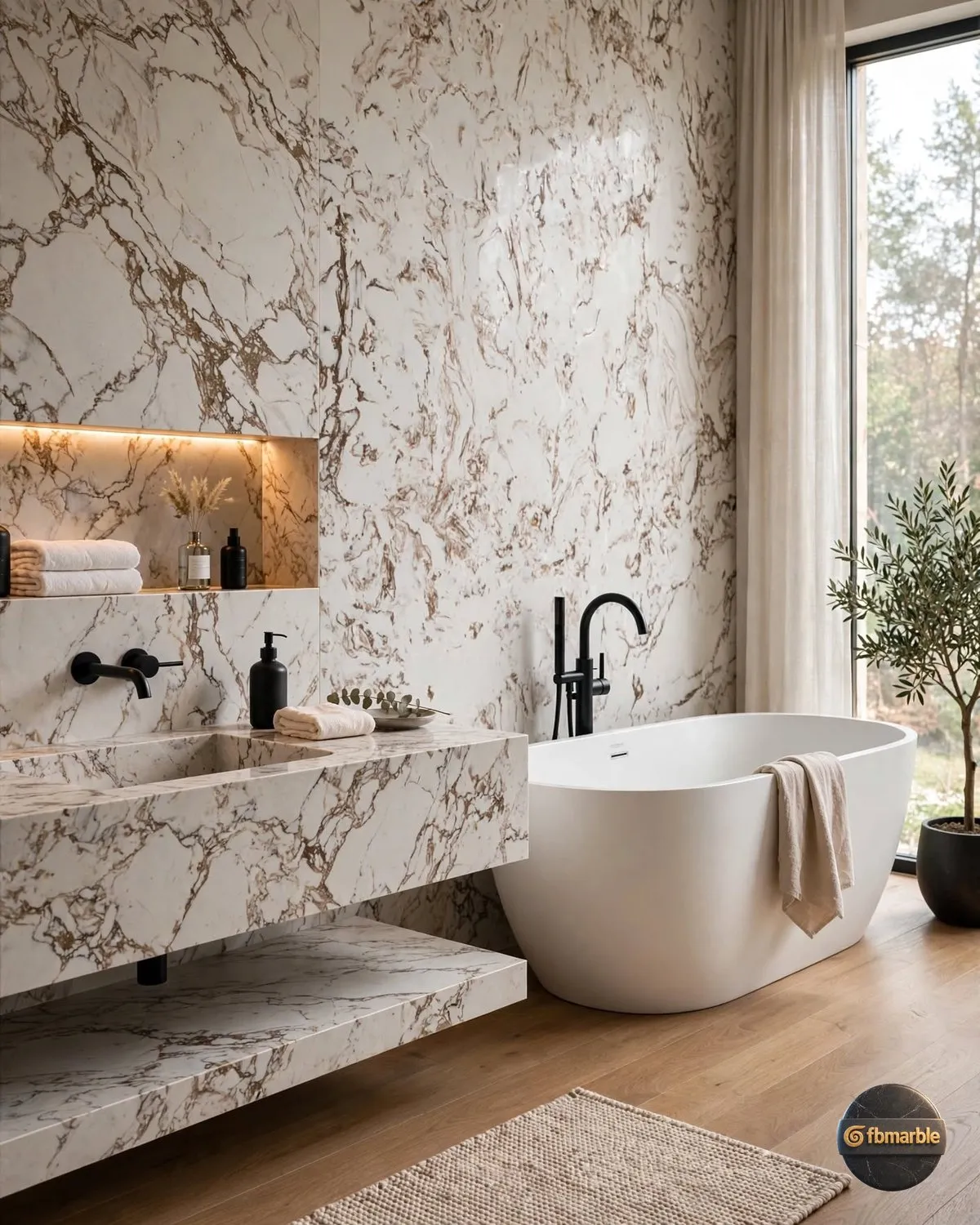 Fish Belly White Quartz bathroom