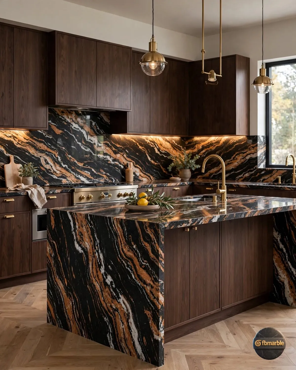 Golden Tiger Quartz kitchen