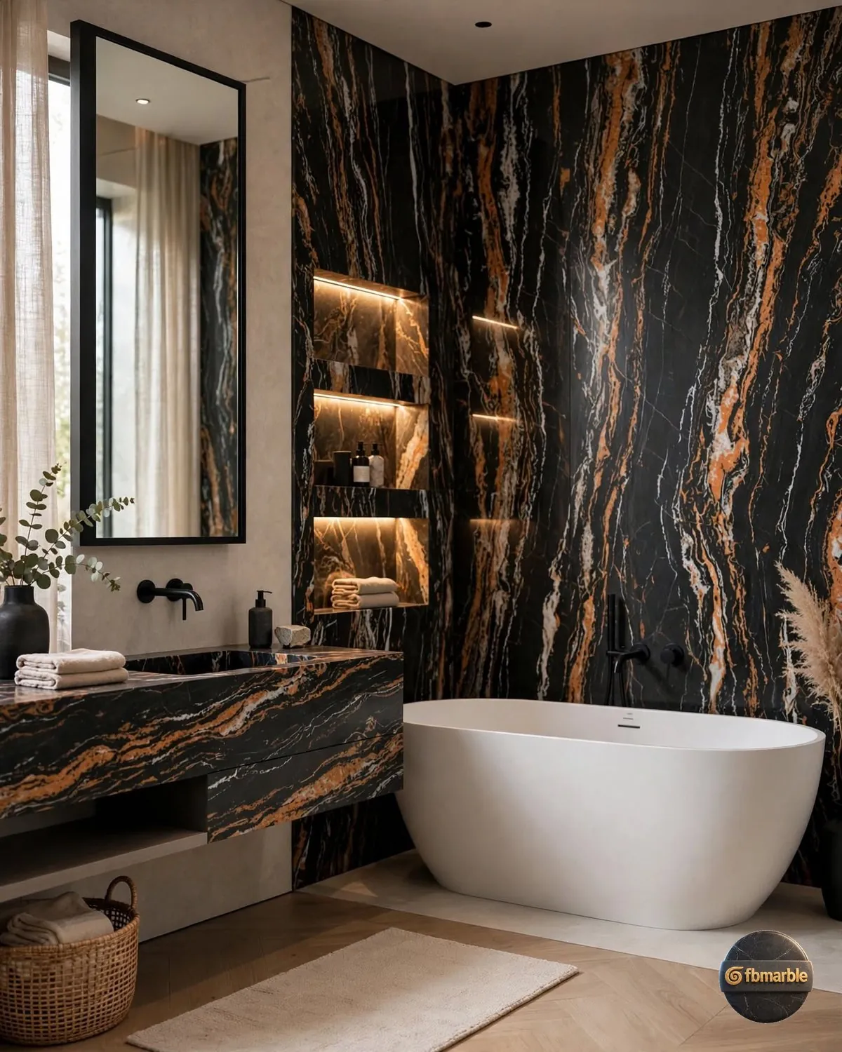 Golden Tiger Quartz bathroom