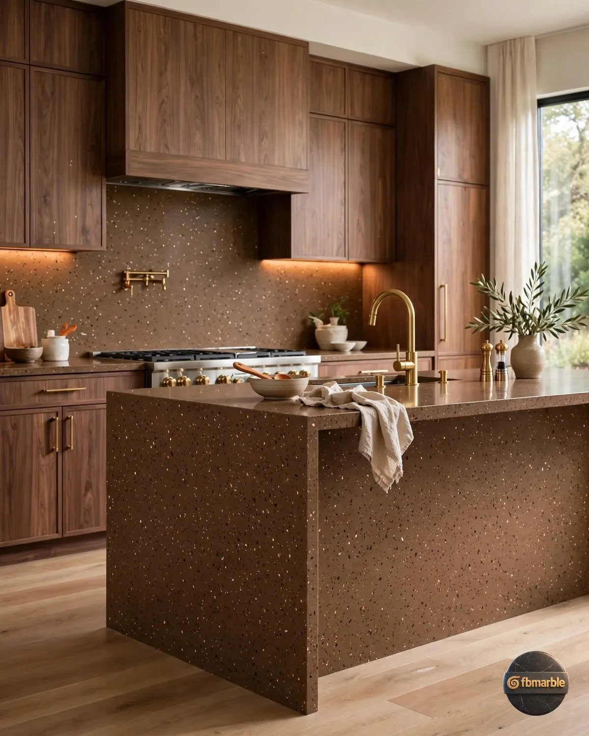 Gulf Brown Quartz kitchen