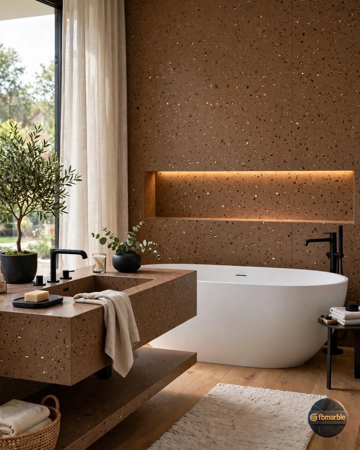 Gulf Brown Quartz living room feature wall