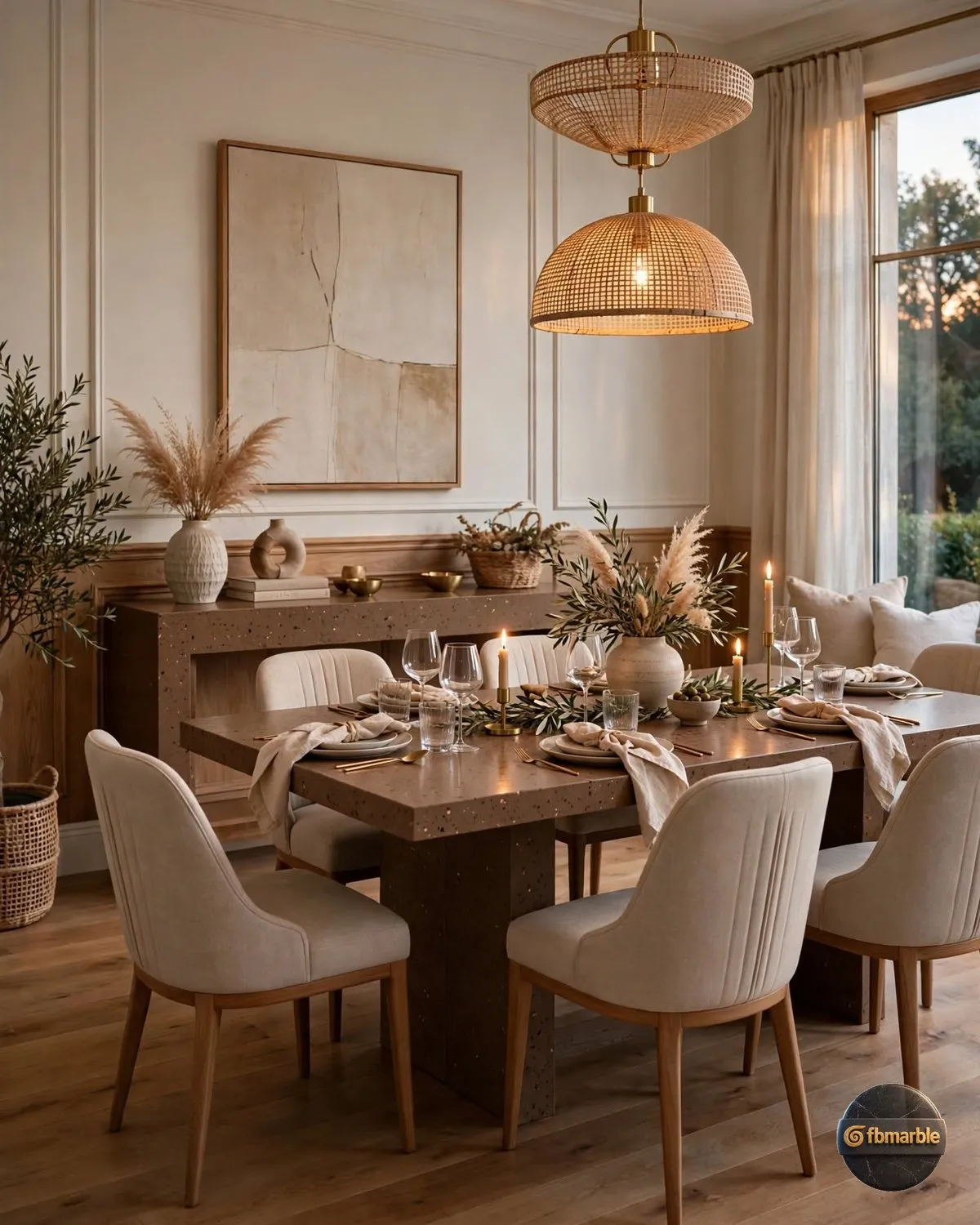 Gulf Brown Quartz dining area