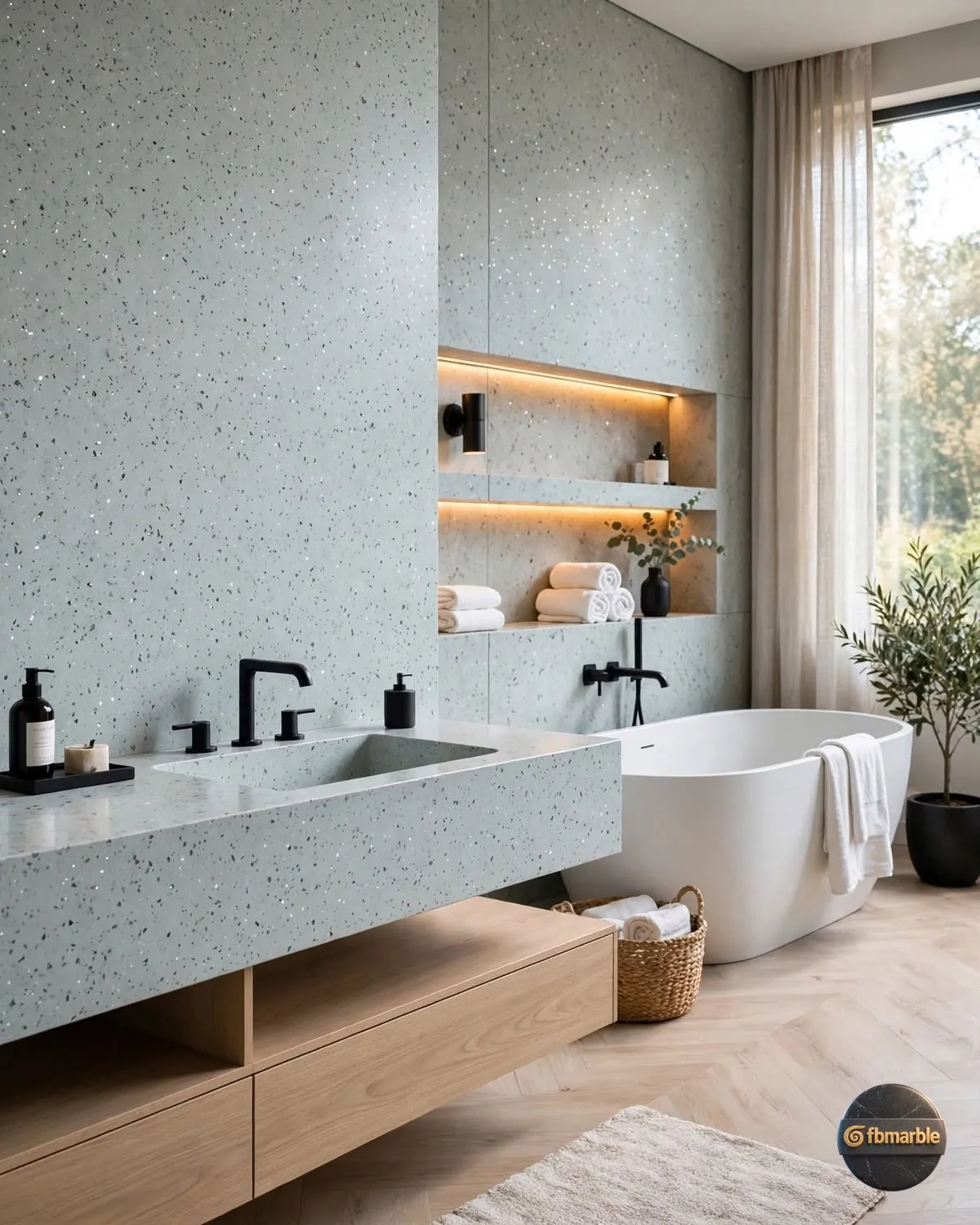 Gulf Crystal Quartz bathroom