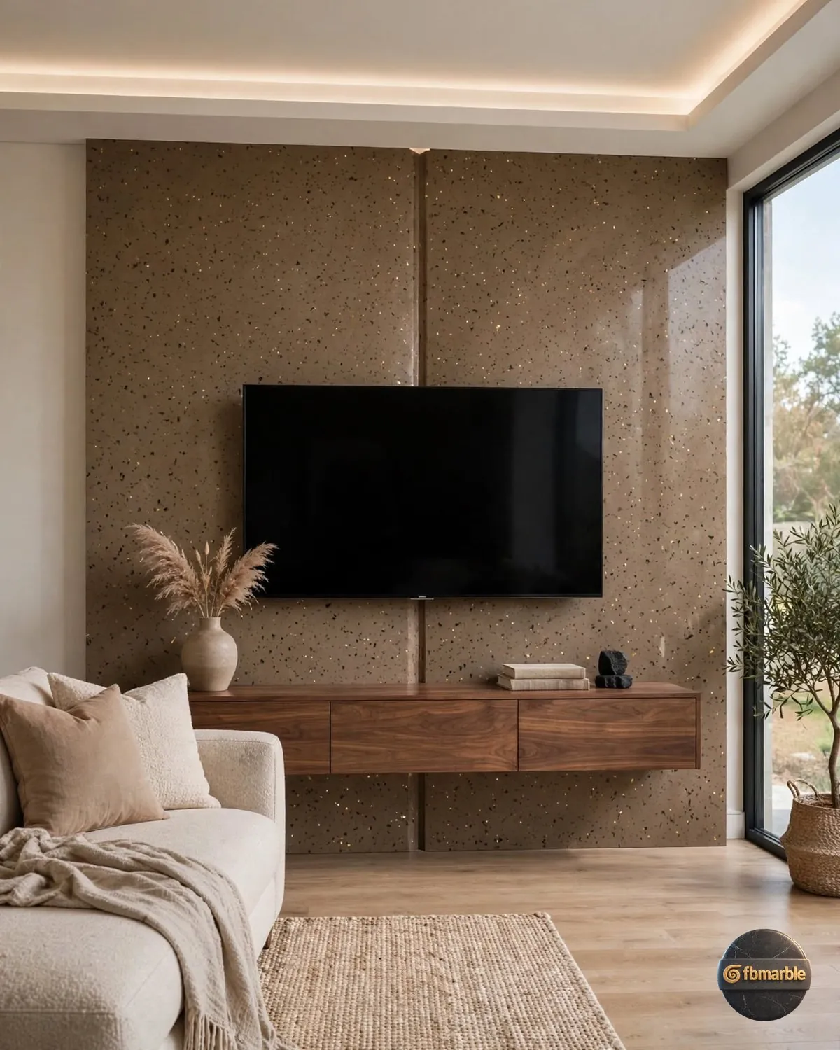 Gulf Gold Quartz living room feature wall
