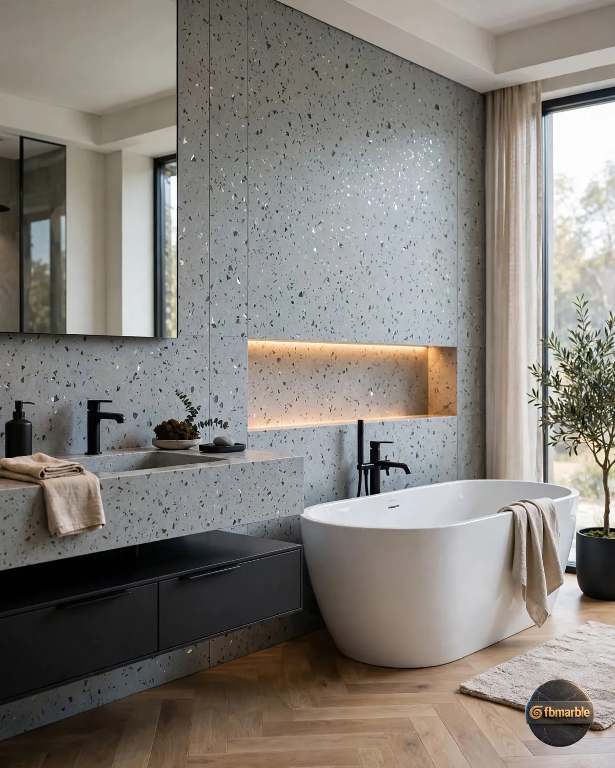 Gulf Grey Quartz bathroom