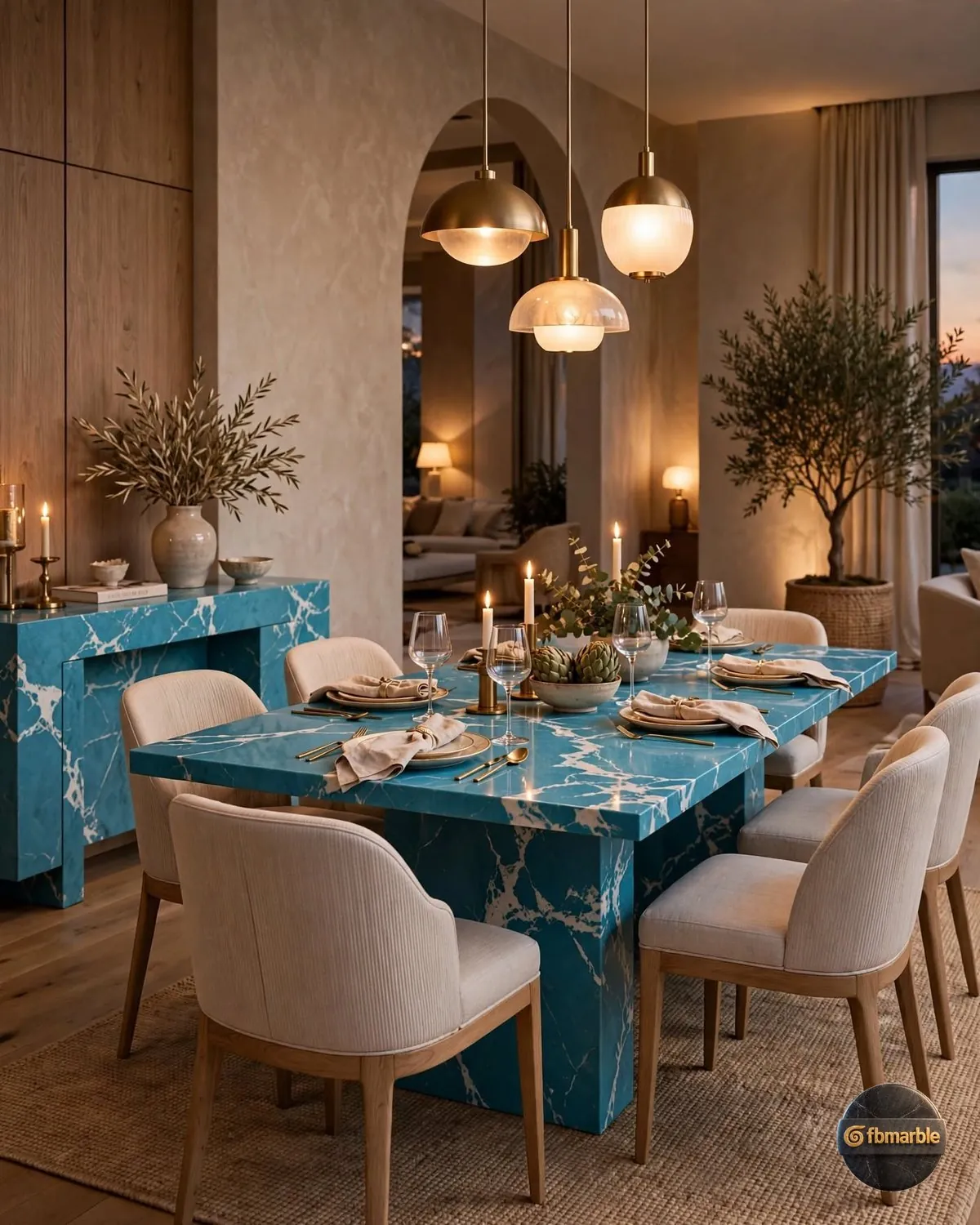 Ice Blue 2 Quartz dining area